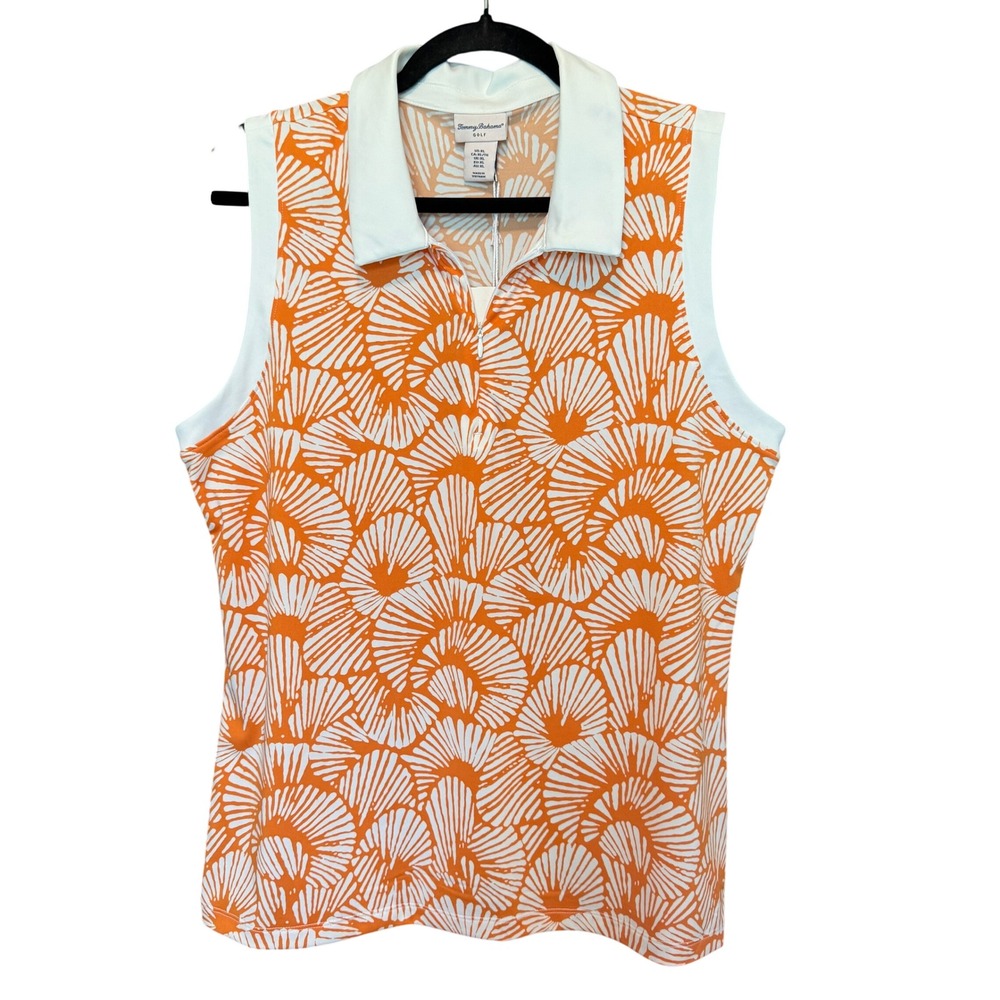 NWT Tommy Bahama Golf Polo Women XL Tropical Fan Sleeveless UPF 50 Active Summer